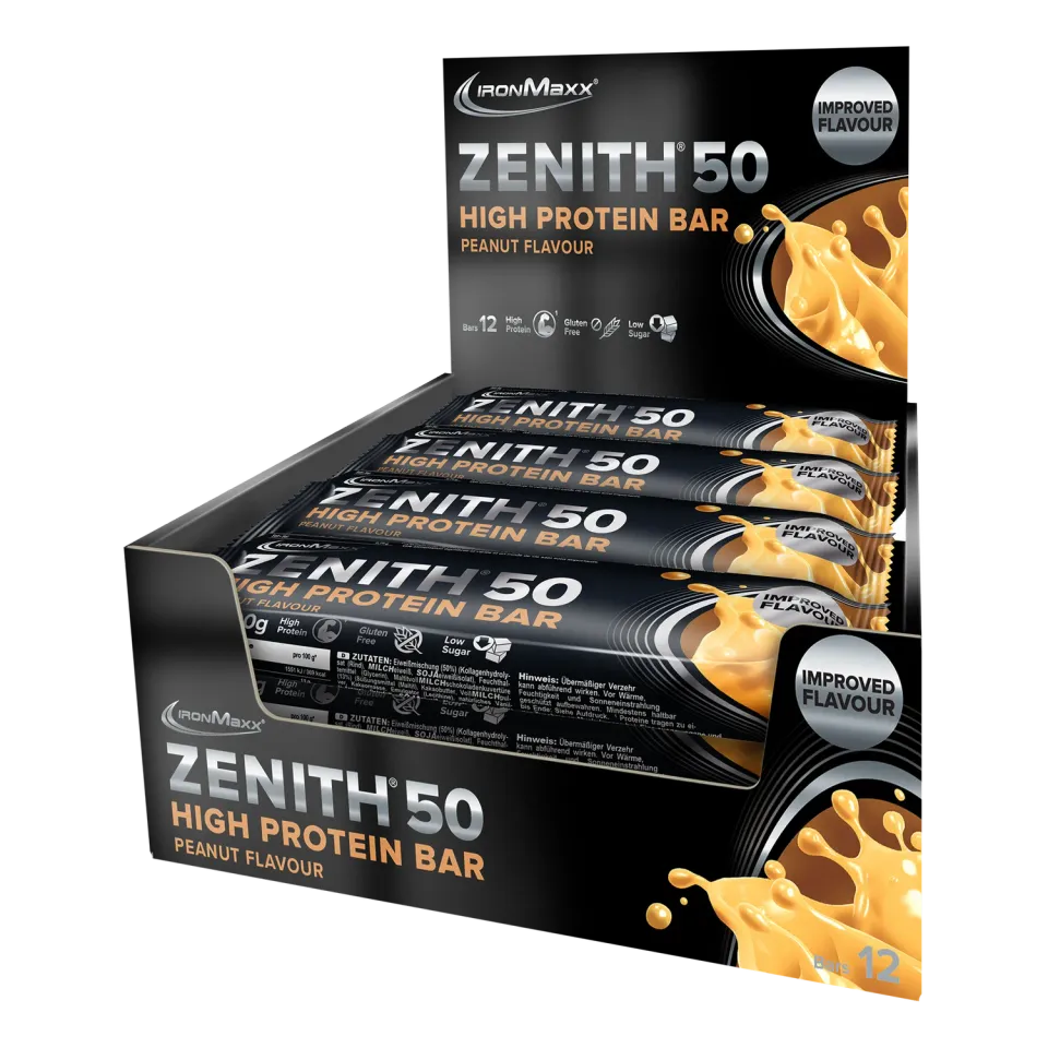 Iron Maxx ZENITH 50 Protein Riegel 12 x 100 g Erdnuss