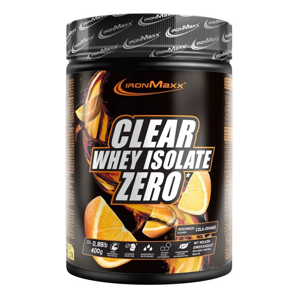 Iron Maxx Clear Whey Isolate ZERO Proteinpulver Cola Orange 400g zuckerfrei