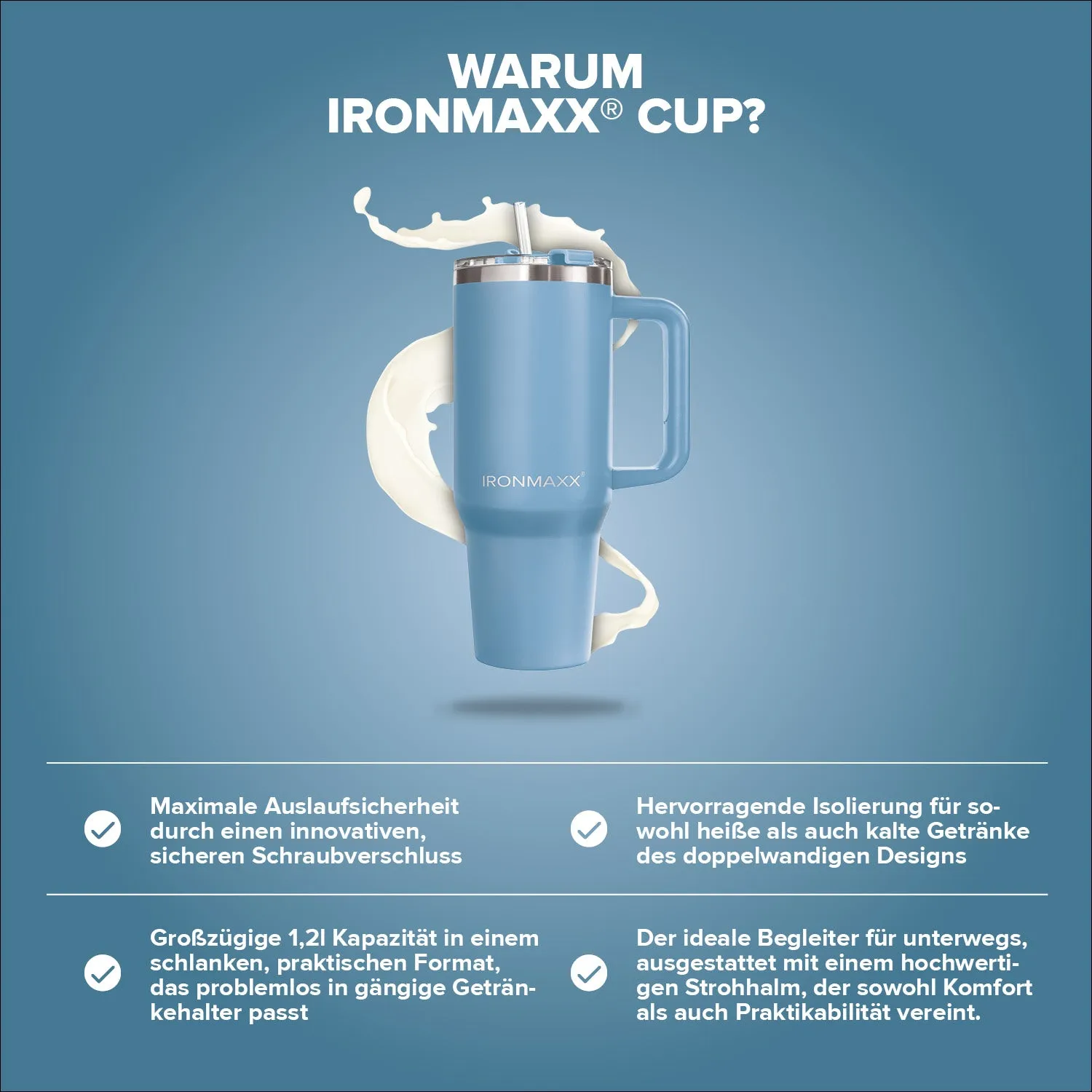 Iron Maxx Cup V3.0 1200 ml Trinkbecher Ice Blue isoliert