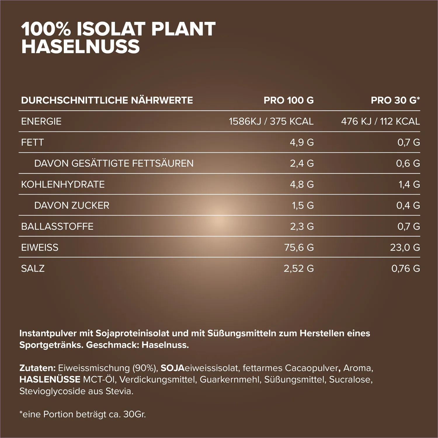 Iron Maxx 100% Isolat Plant Pulver 500g Hazelnut Nougat vegan
