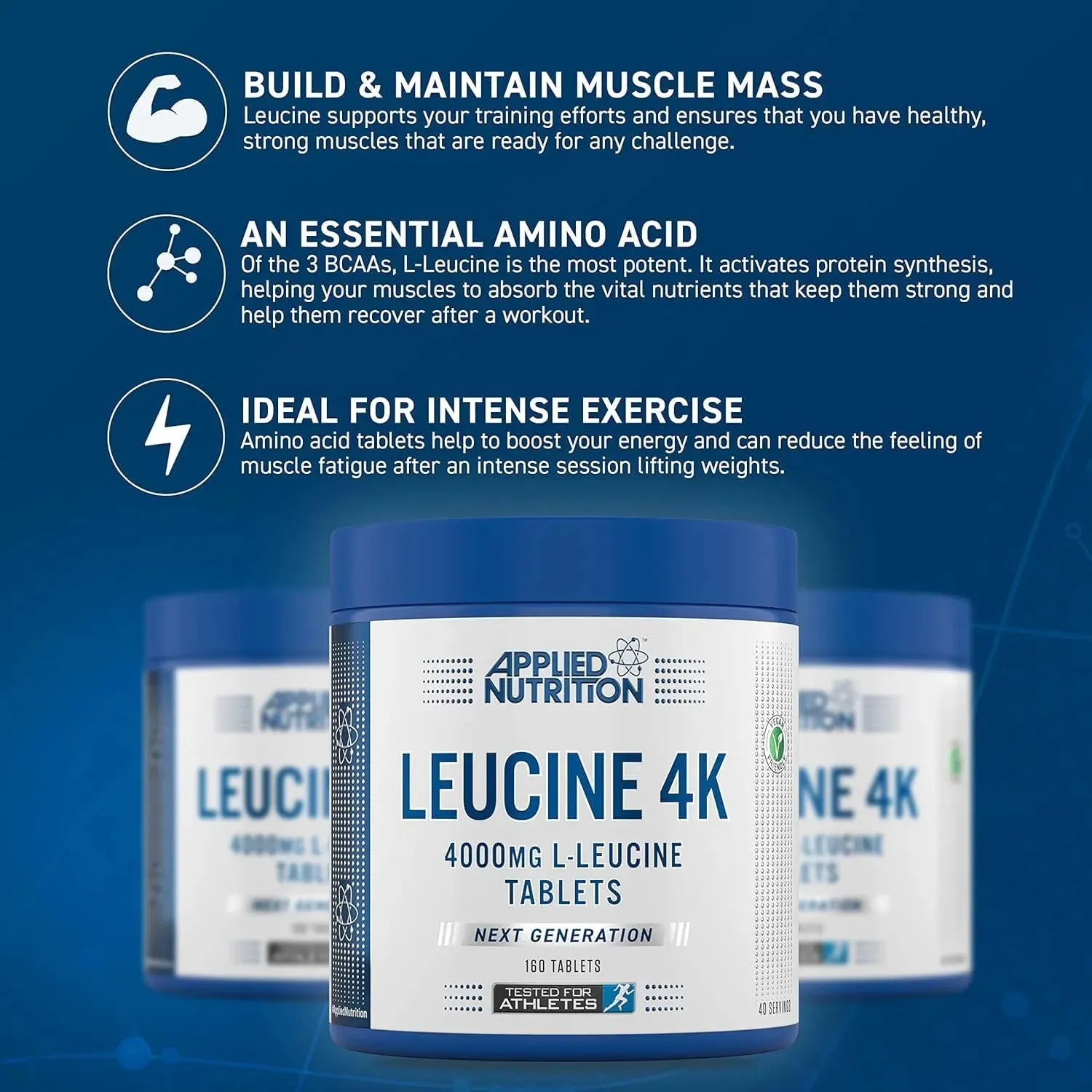 Applied Nutrition Leucin 4K Aminosäure Kapseln 180 Kapseln vegan