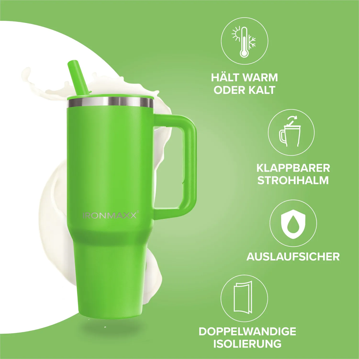 Iron Maxx Cup V4.0 Thermobecher 1200ml Active Green isoliert