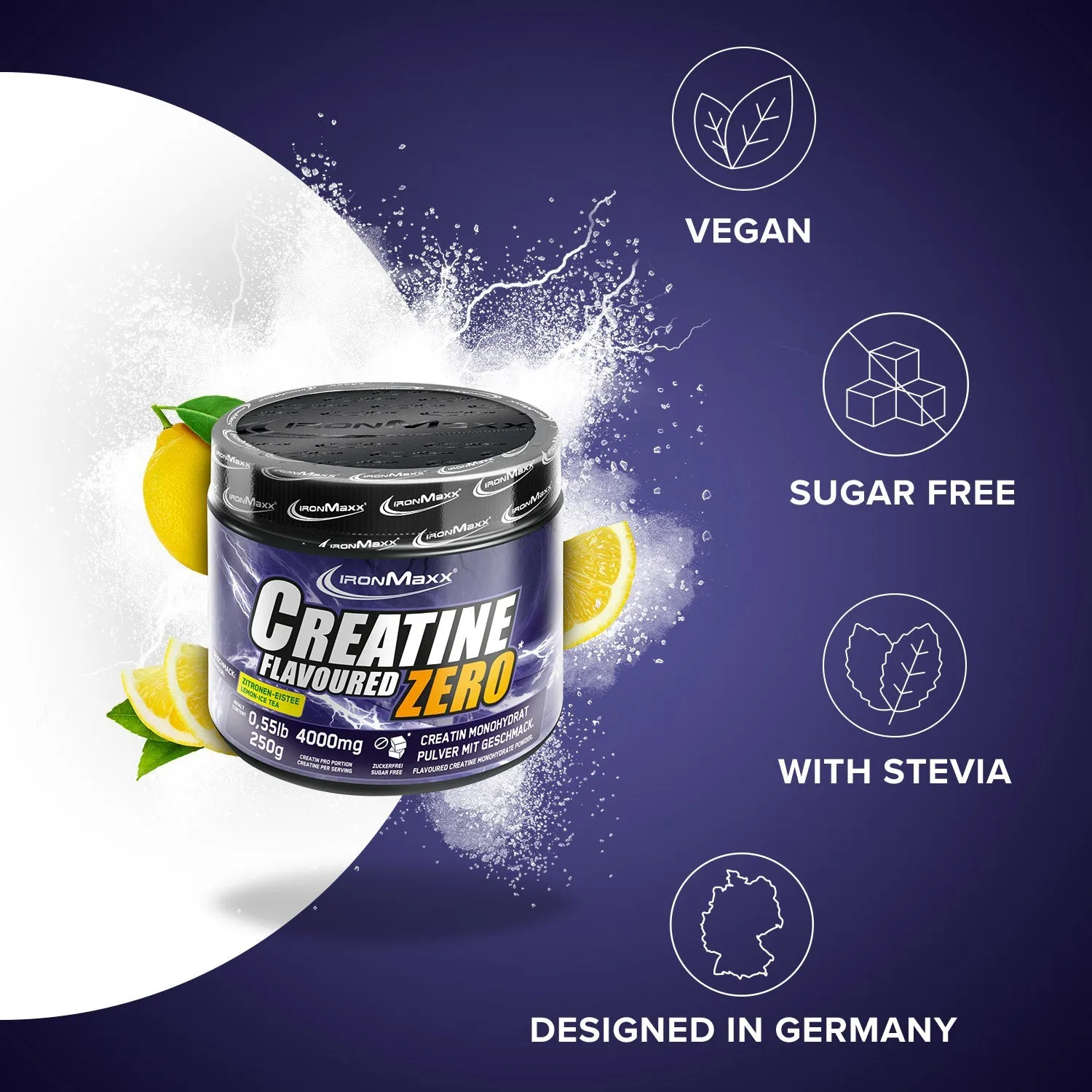 Iron Maxx Creatine Flavoured Zero 250g Lemon Ice Tea Kreatin