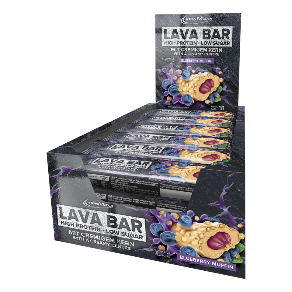 Iron Maxx Lava Bar Protein Riegel 18x40g Blueberry Muffin – Low Sugar