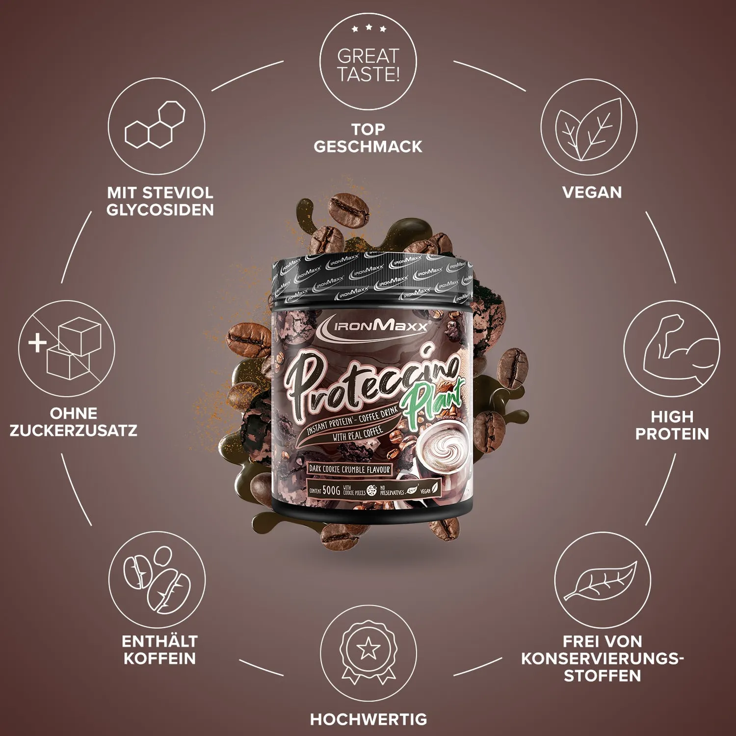 Iron Maxx Proteccino Plant Proteinpulver 500g Cookie Crumble vegan