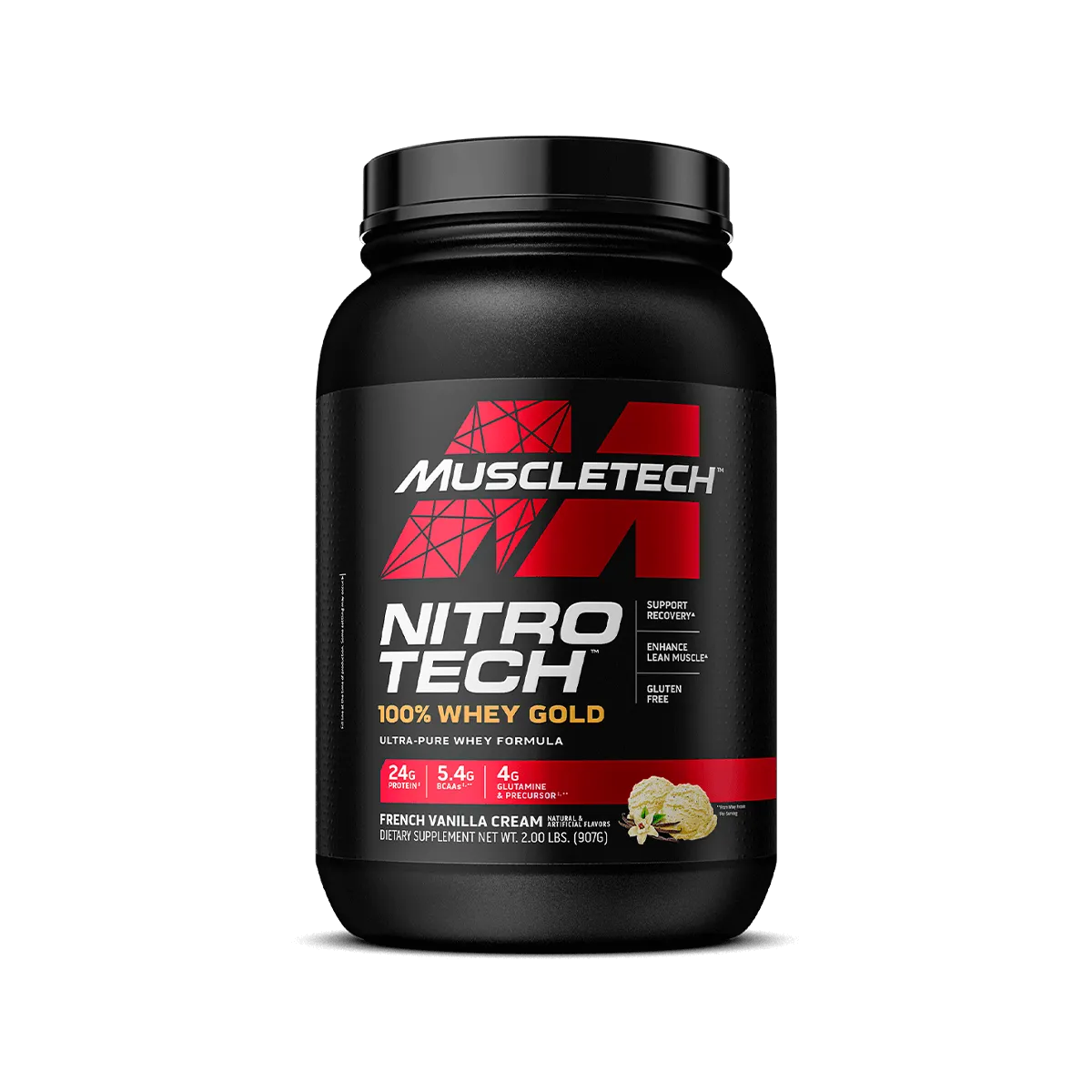 MuscleTech Nitro Tech 100% Whey Gold Whey Protein French Vanilla Cream 2 lb zuckerarm