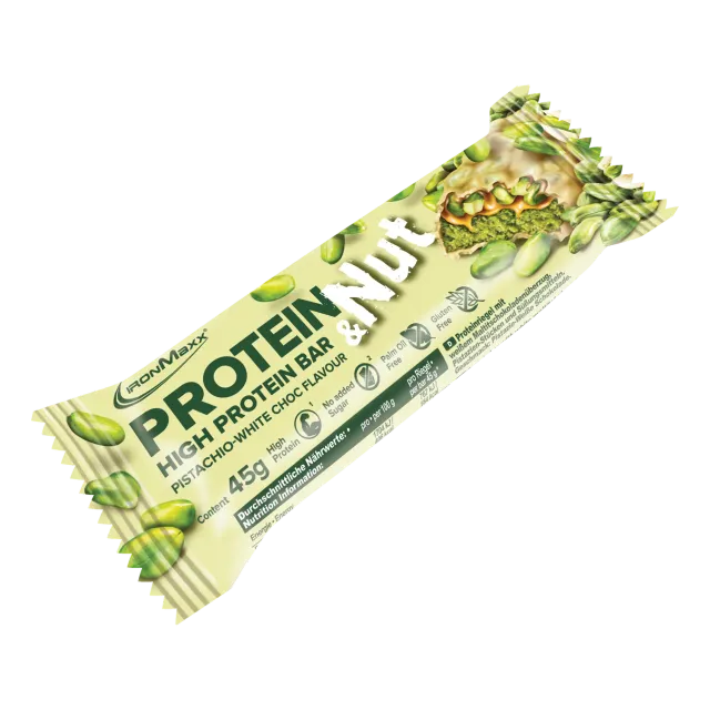Iron Maxx Protein & Nut 45g Proteinriegel Pistazie Weiße Schokolade