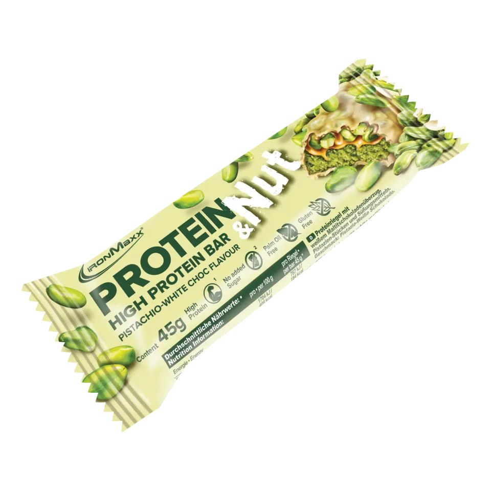 Iron Maxx Protein & Nut 45g Proteinriegel Pistazie Weiße Schokolade