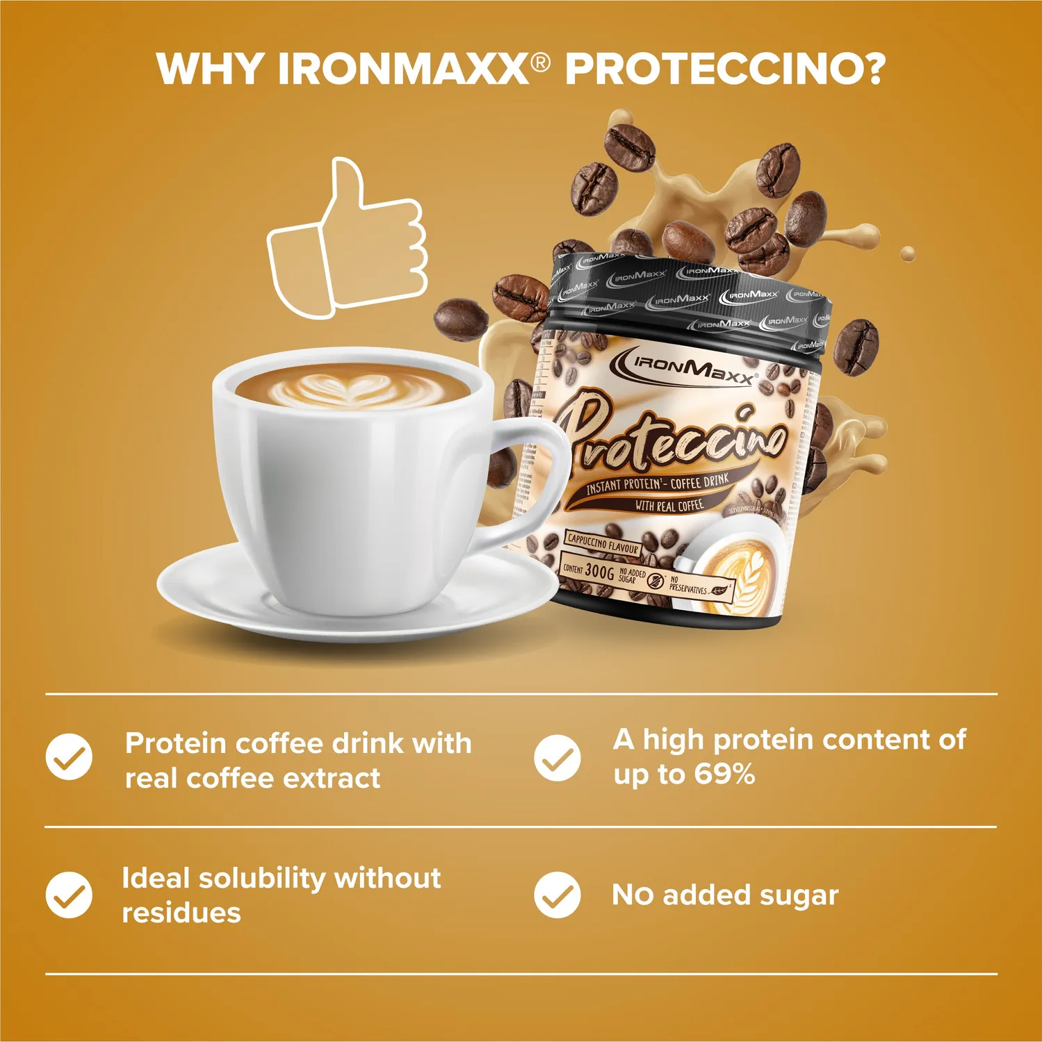 Iron Maxx Proteccino Protein Kaffee 300g Cappuccino