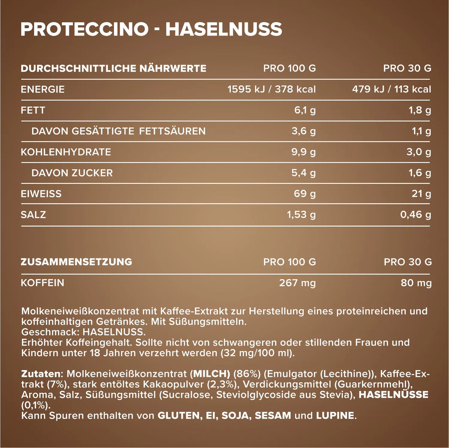 Iron Maxx Proteccino Protein-Kaffee 500g Hazelnut Mocha