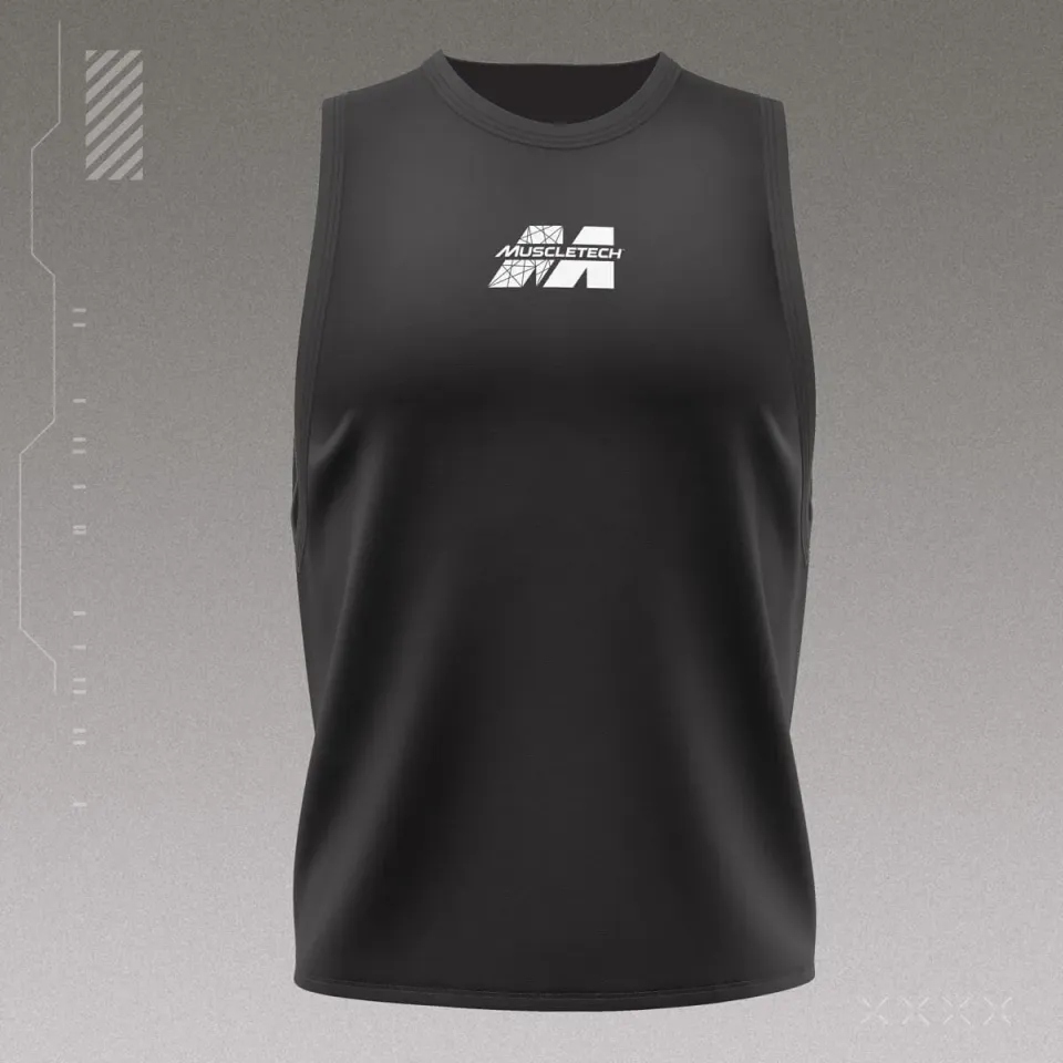 MuscleTech Men's Tank Top Tanktop Schwarz Baumwollstretch