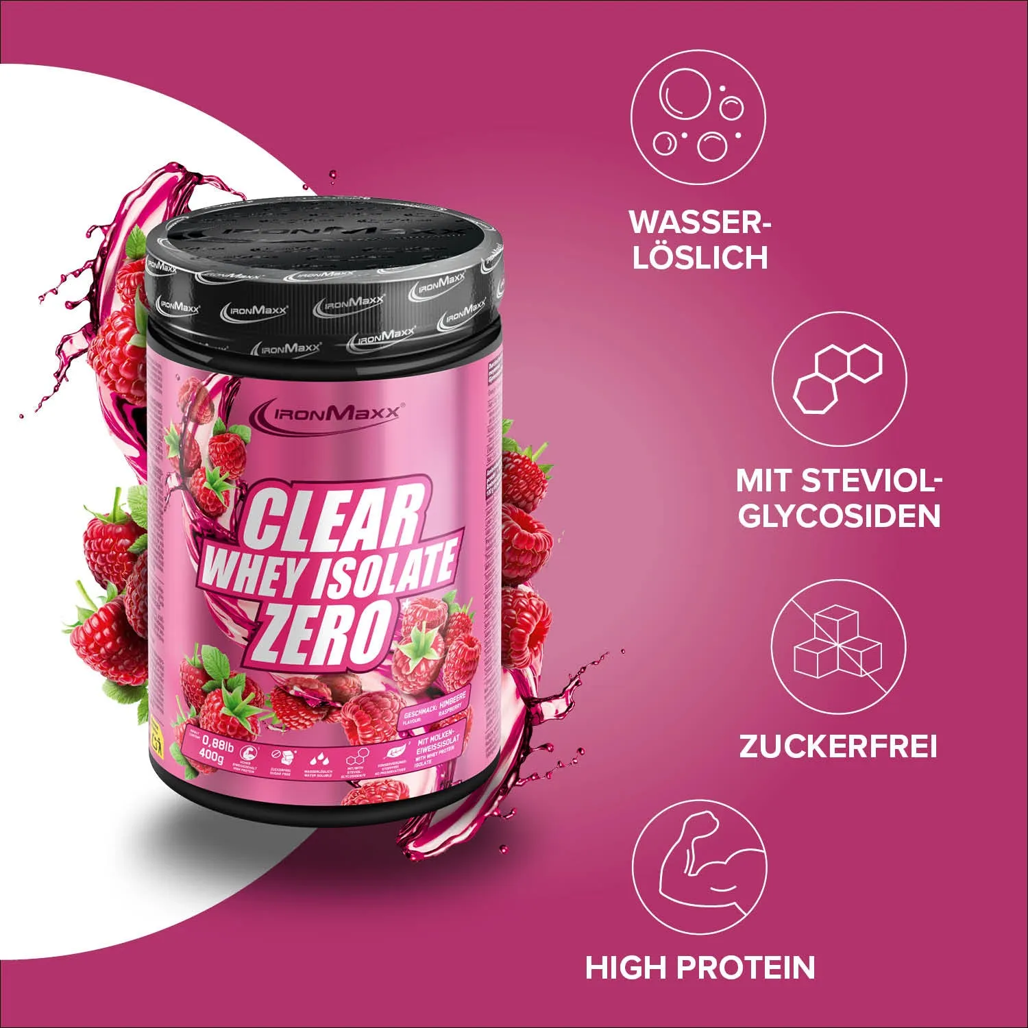 Iron Maxx Clear Whey Isolate ZERO 400g Raspberry zuckerfrei