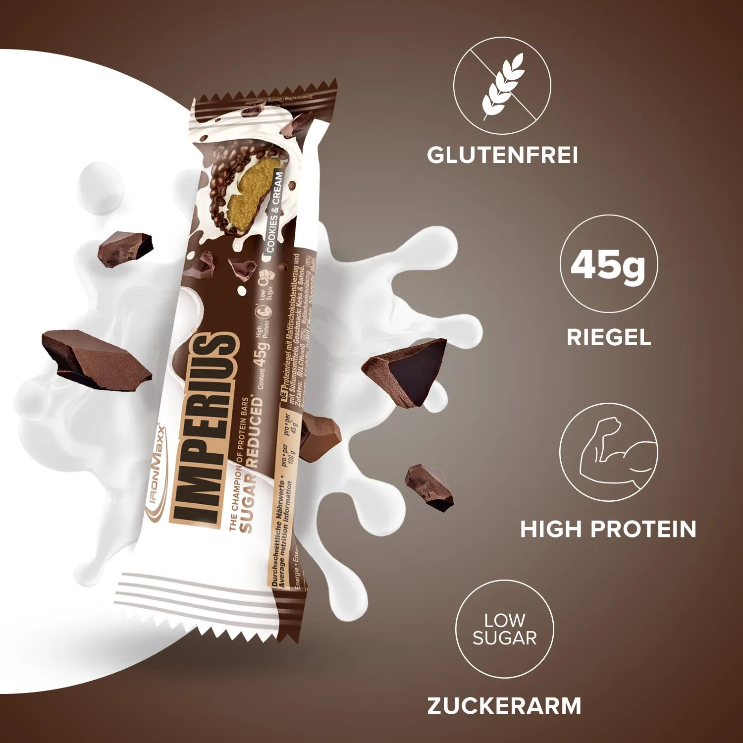 Iron Maxx Imperius Proteinriegel 24x45g Cookies & Cream Box