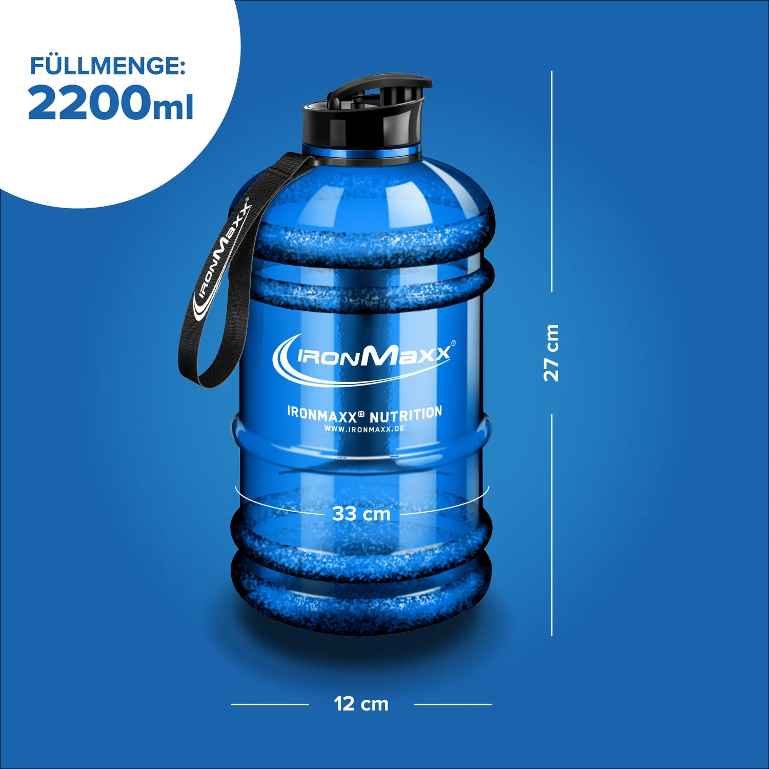 Iron Maxx Water Gallon Trinkflasche 2200 ml Blau BPA-frei