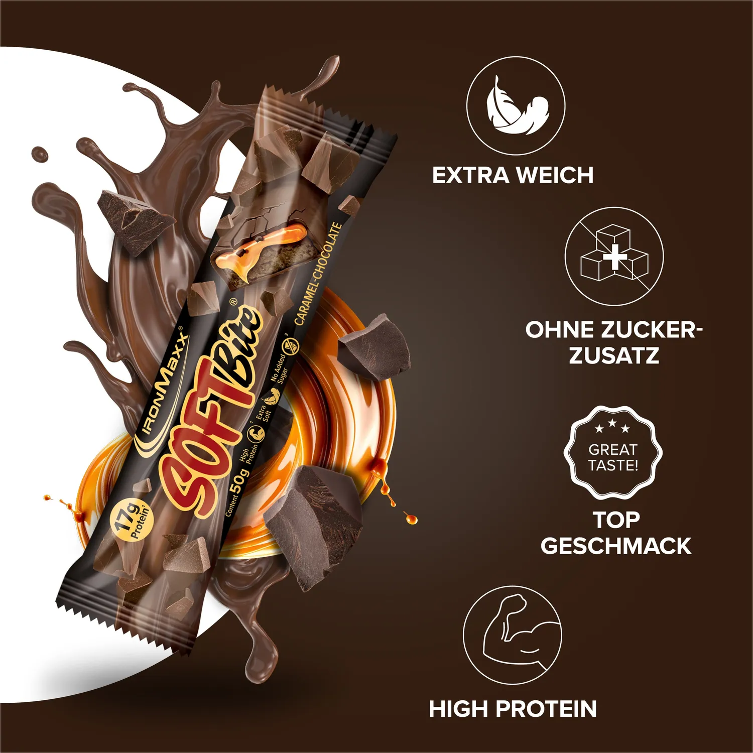 Iron Maxx Softbite Proteinriegel 50 g Caramel Chocolate soft