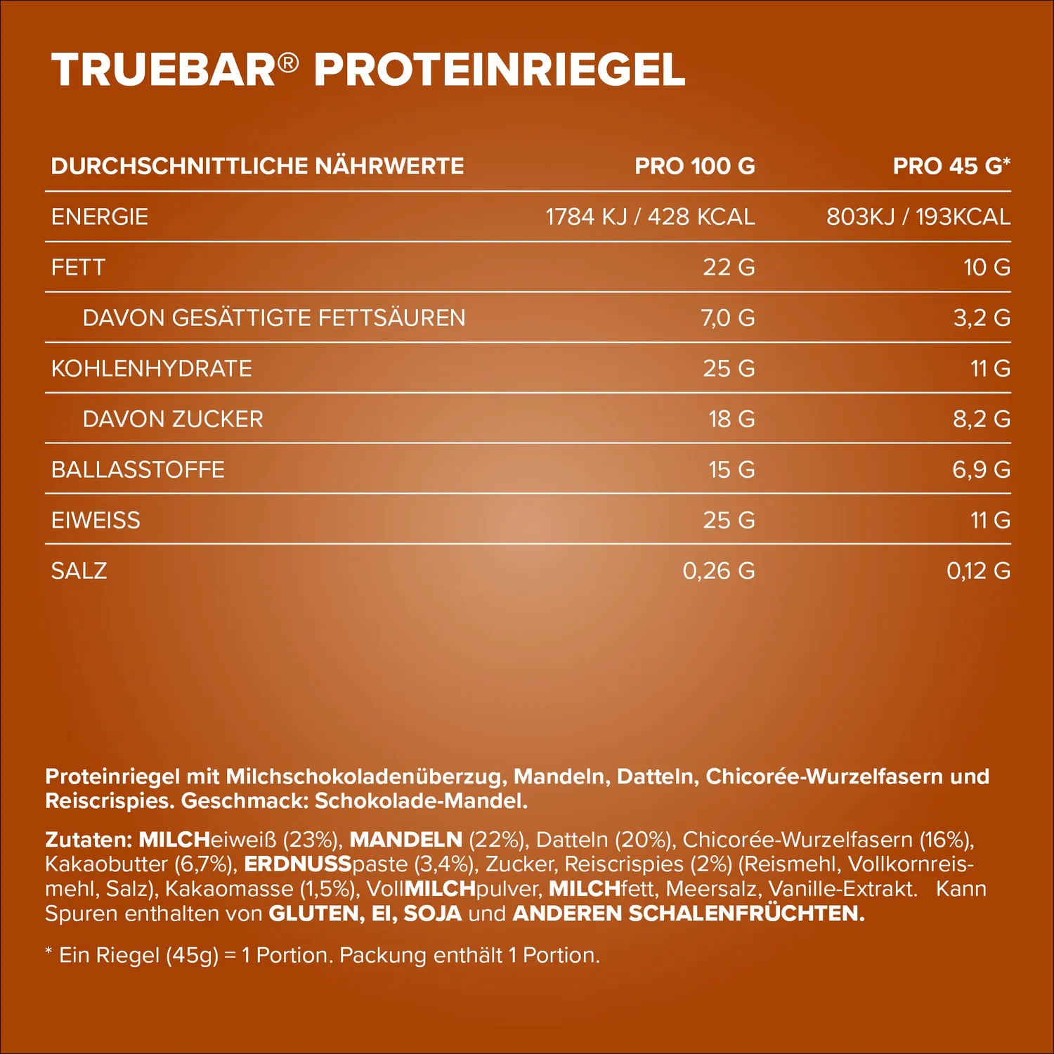 Iron Maxx TrueBar Proteinriegel Schoko Mandel 45g cremig