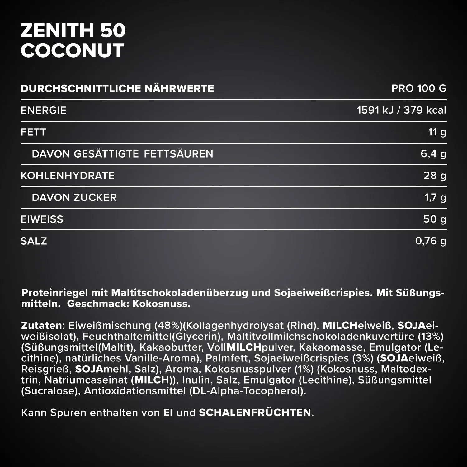 Iron Maxx ZENITH® 50 Protein Riegel Kokosnuss 12x100 g
