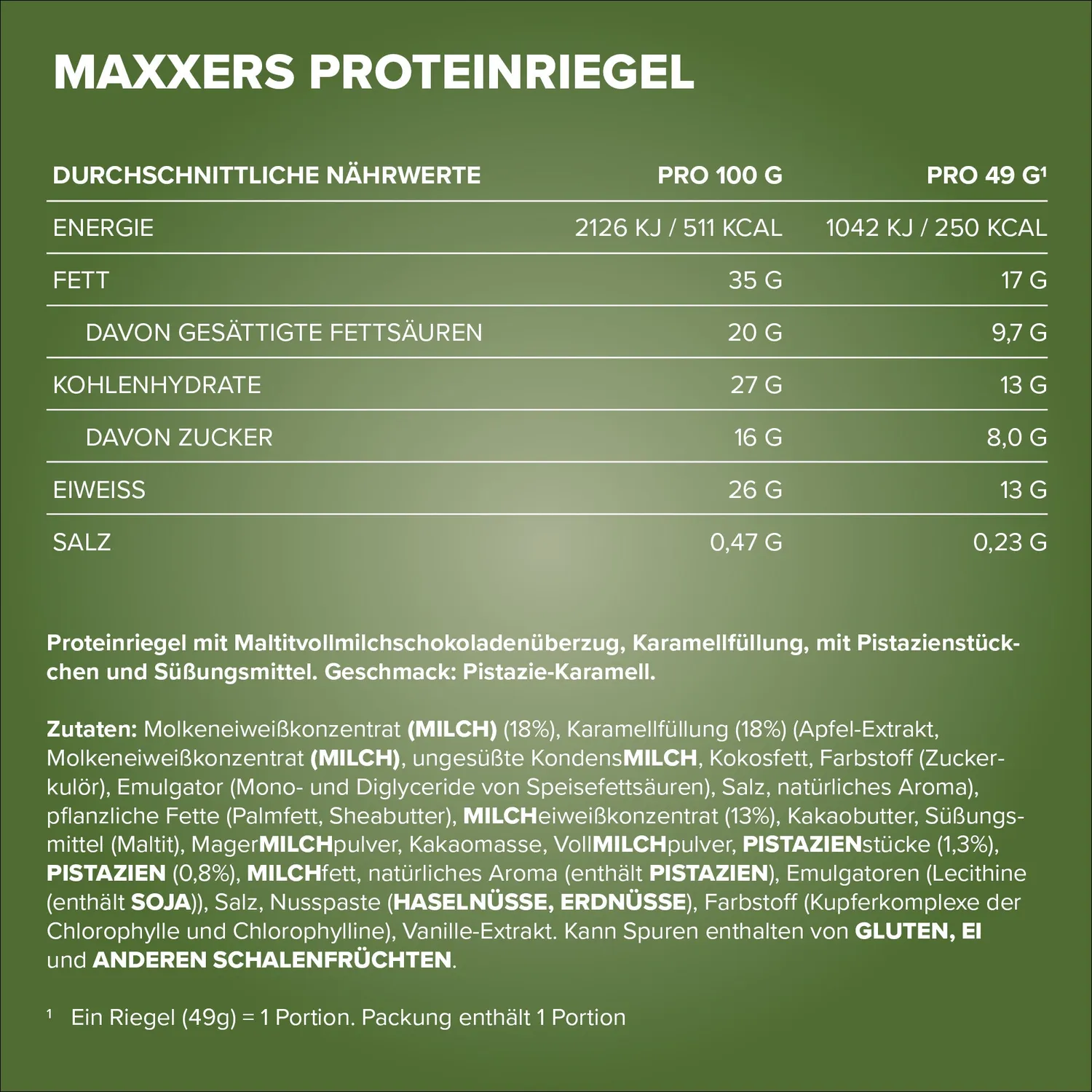 Iron Maxx Maxxers Proteinriegel 49 g Pistazie Karamell