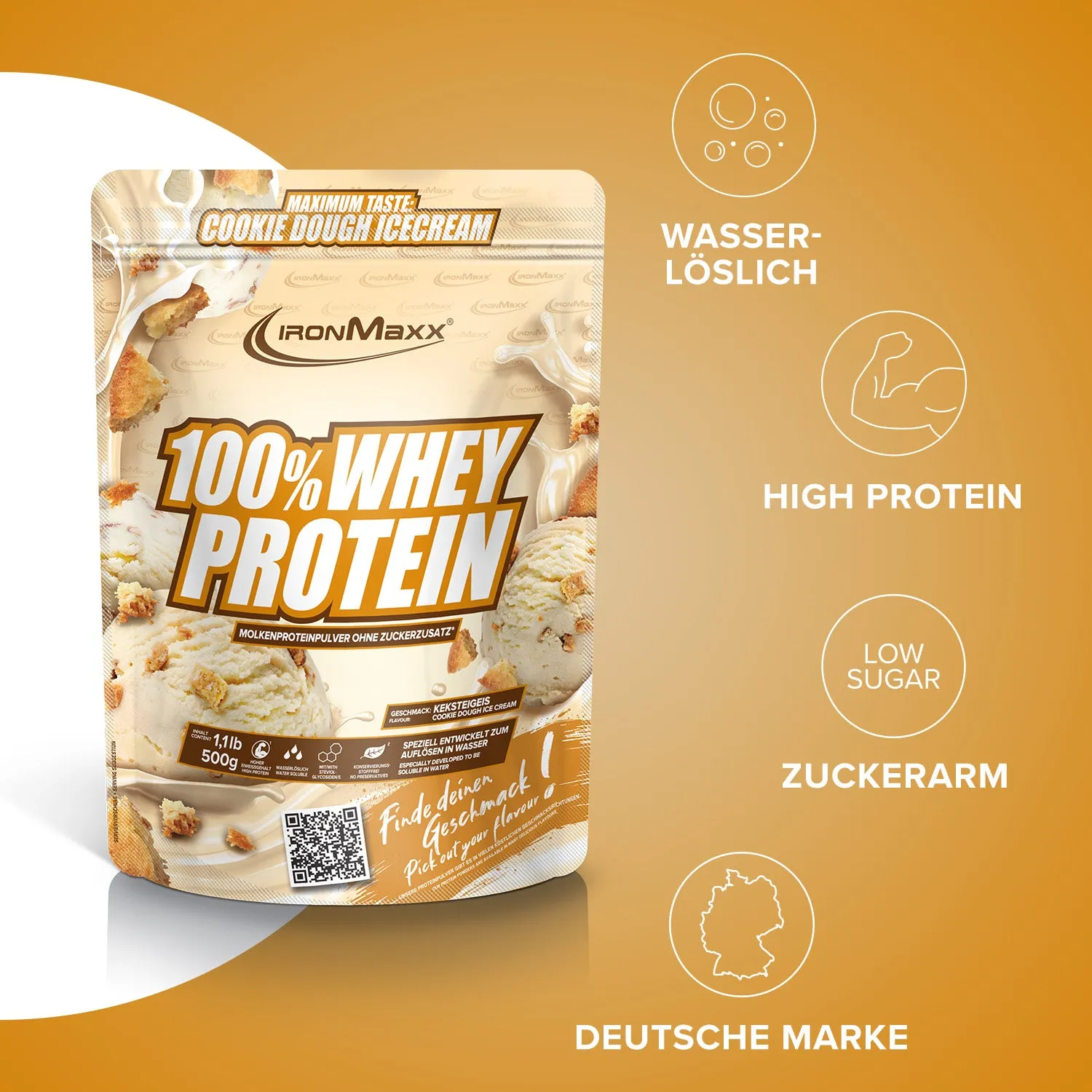 Iron Maxx 100% Whey Protein 500 g Cookie Dough zuckerfrei
