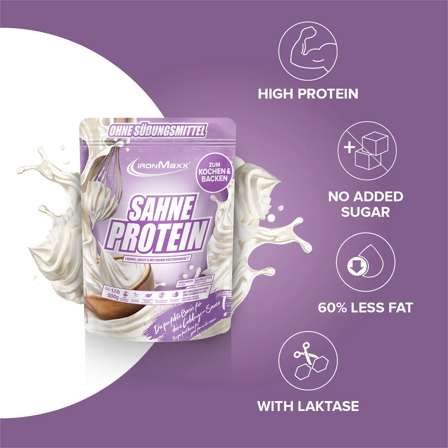 Iron Maxx Sahne Protein 500 g Proteinpulver Sahne