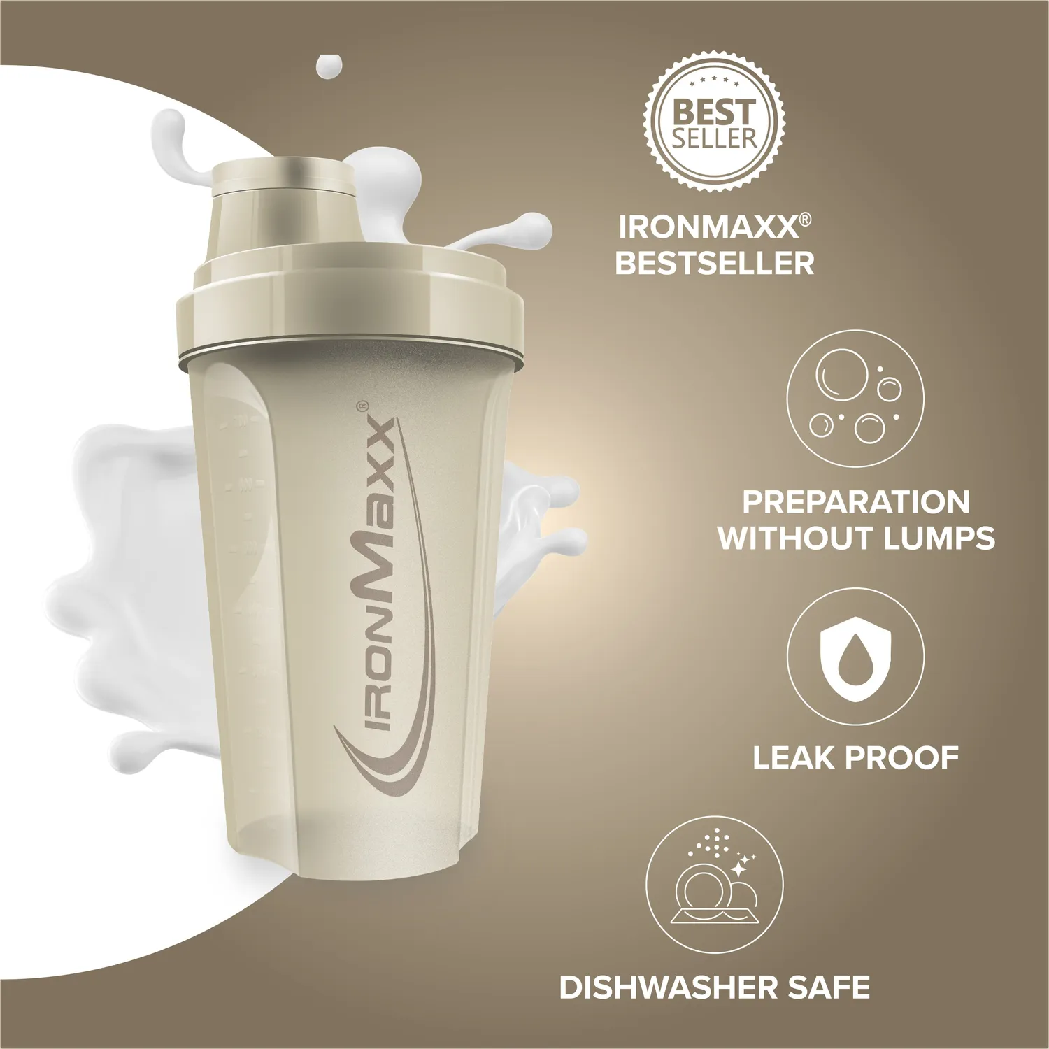 Iron Maxx Shaker 700 ml Sandstone Beige BPA-frei