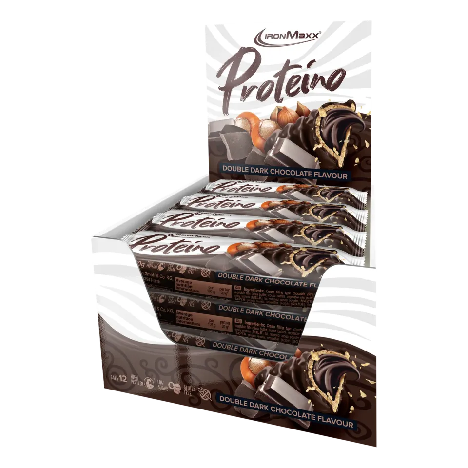 IronMaxx Proteino Proteinriegel Double Dark Chocolate 12 x 30 g zuckerreduziert