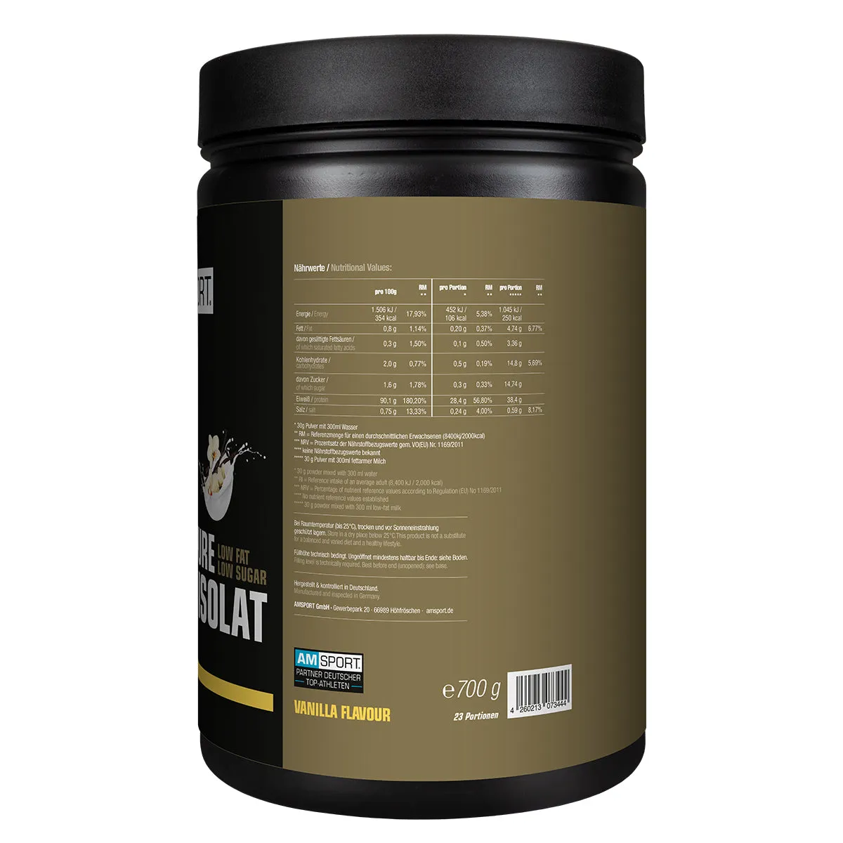 Amsport High Premium Whey Isolat Proteinpulver 700 g laktosearm