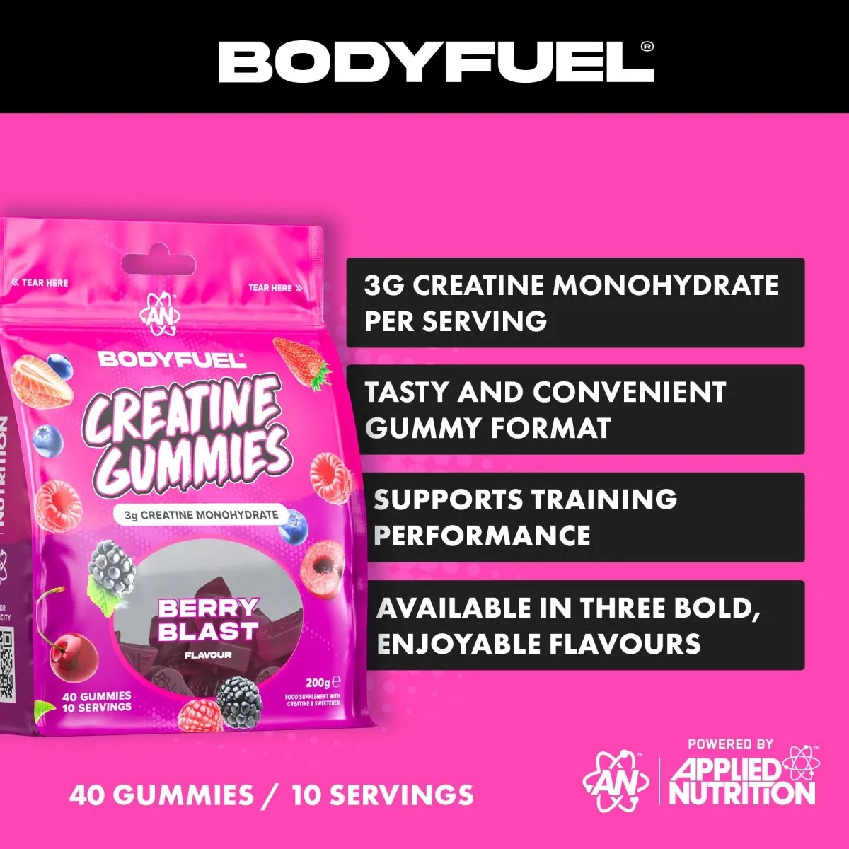 Applied Nutrition BODYFUEL Creatine Gummies Kreatin Berry Blast