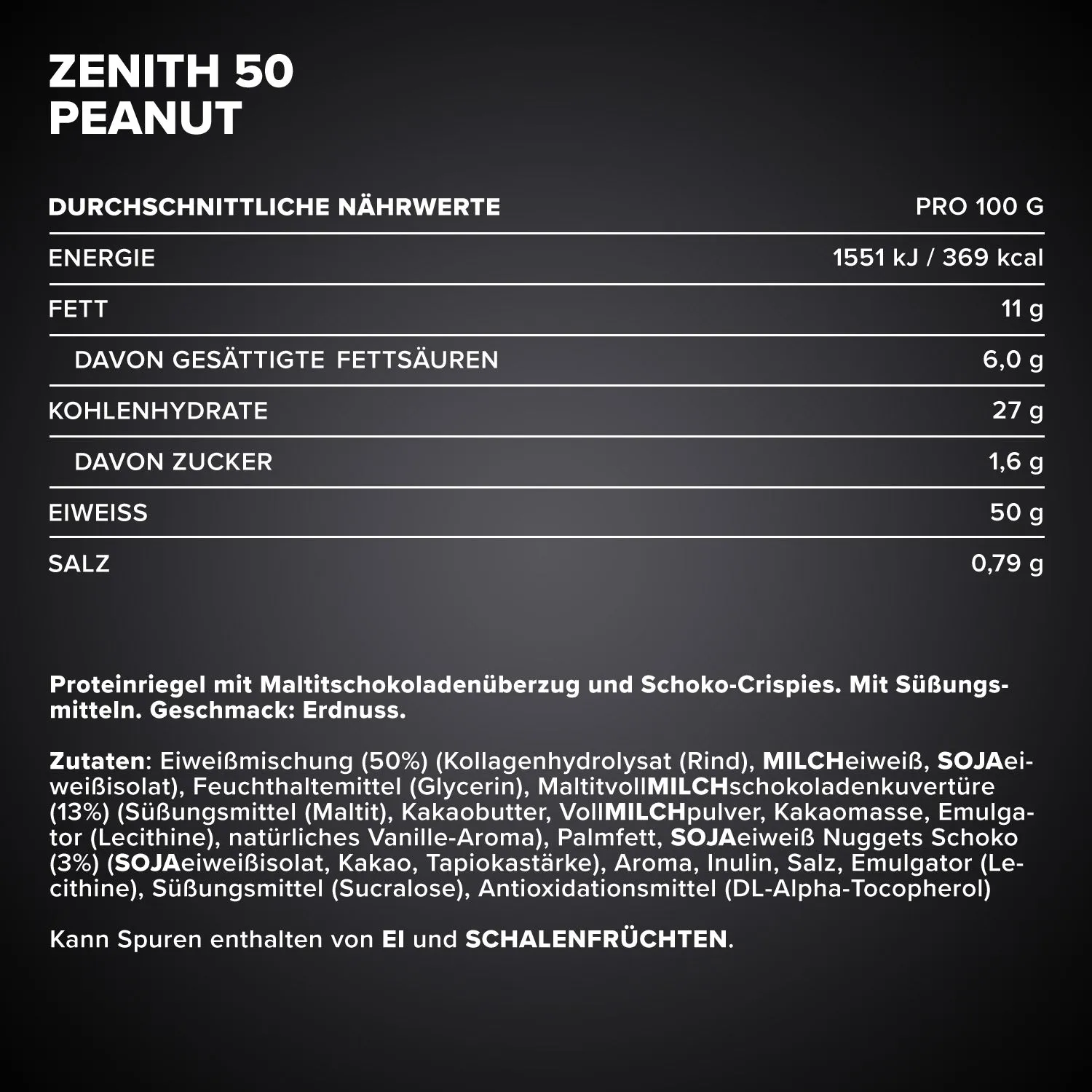 Iron Maxx ZENITH 50 Protein Riegel 12 x 100 g Erdnuss
