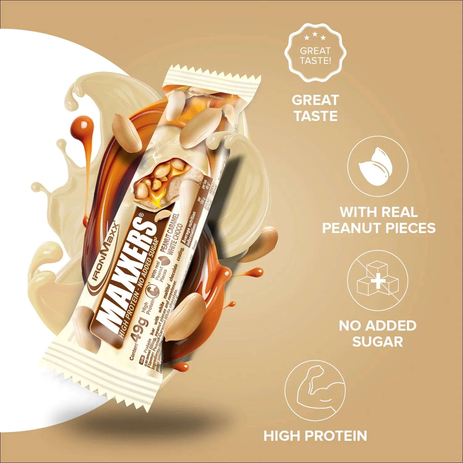Iron Maxx Maxxers Proteinriegel 49g White Choc Peanut Caramel