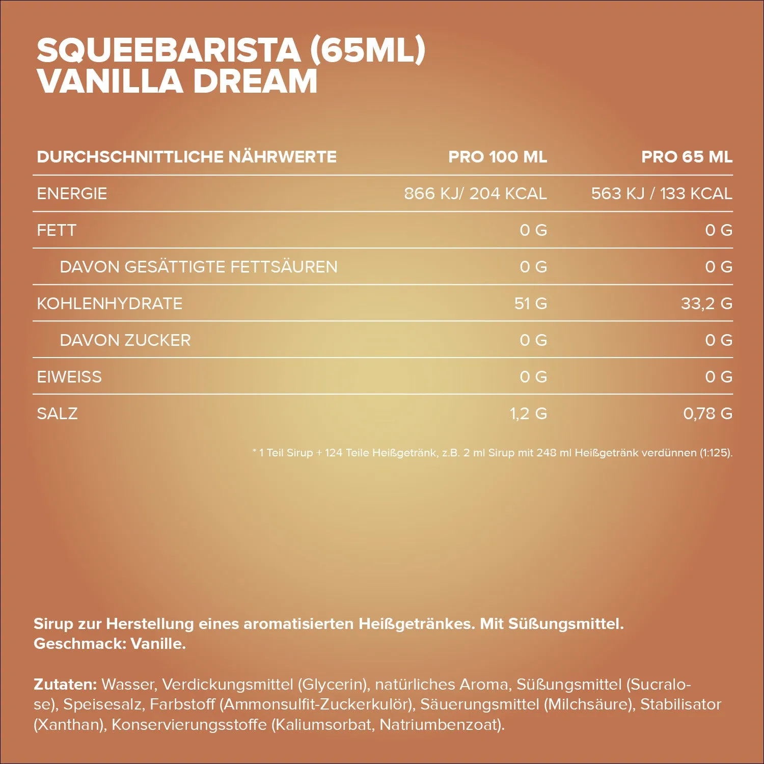 Iron Maxx SqueeBarista Sirup 65 ml Vanilla Dream zuckerfrei
