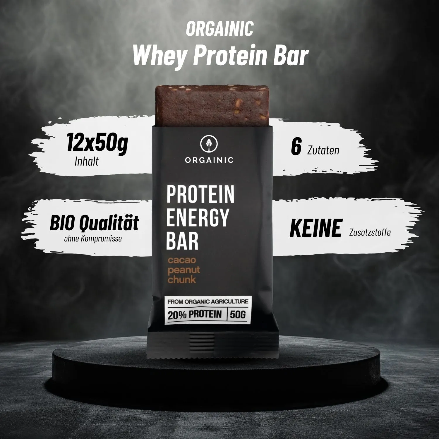 ORGAINIC Bio Protein Energy Bars Proteinriegel Cacao Peanut 12er Box ohne Zuckerzusatz