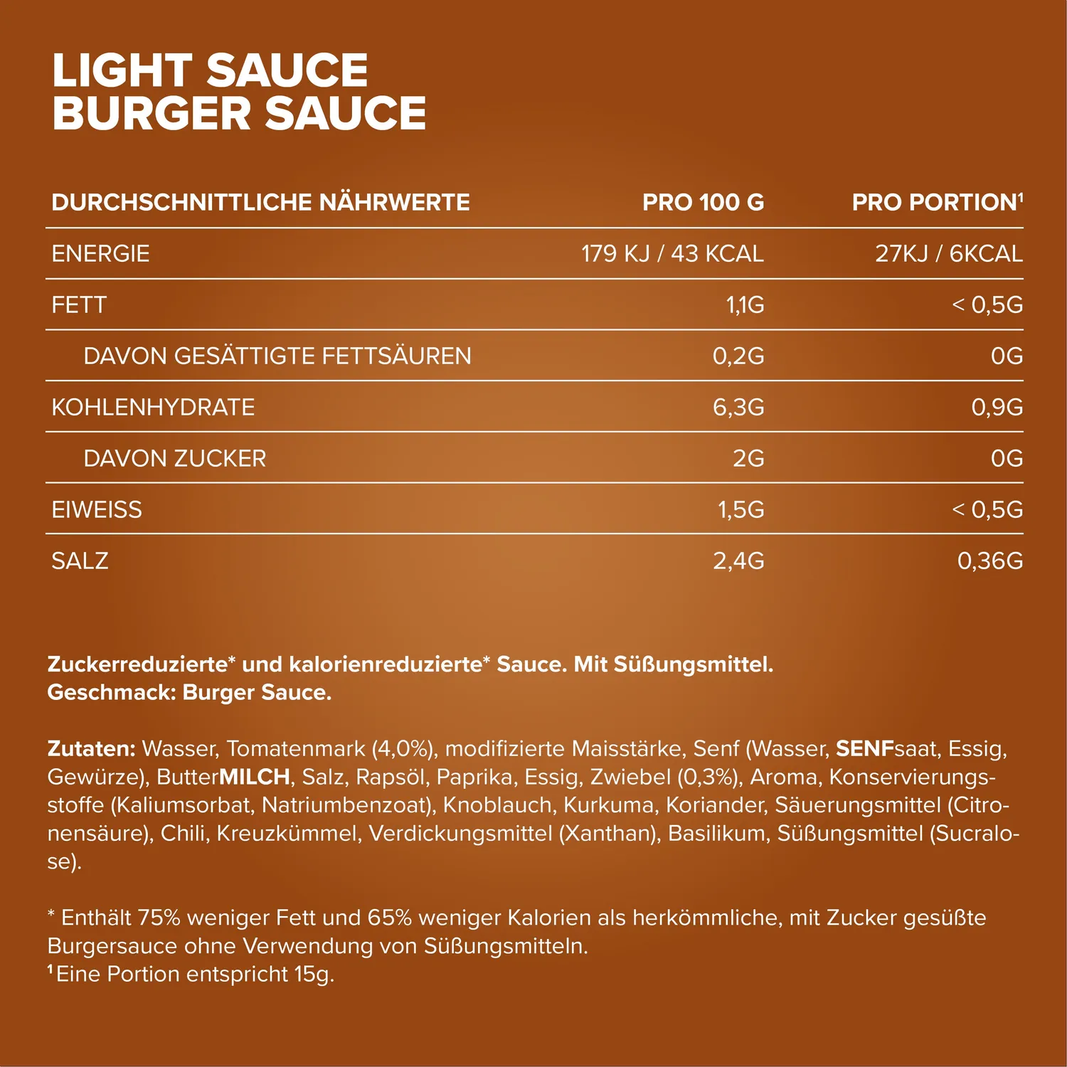 Iron Maxx Light Sauce Burger Sauce 285ml Kalorienbewusst