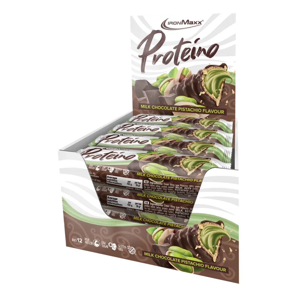 Iron Maxx Proteino Proteinriegel 12 x 30 g Milk Chocolate Pistachio