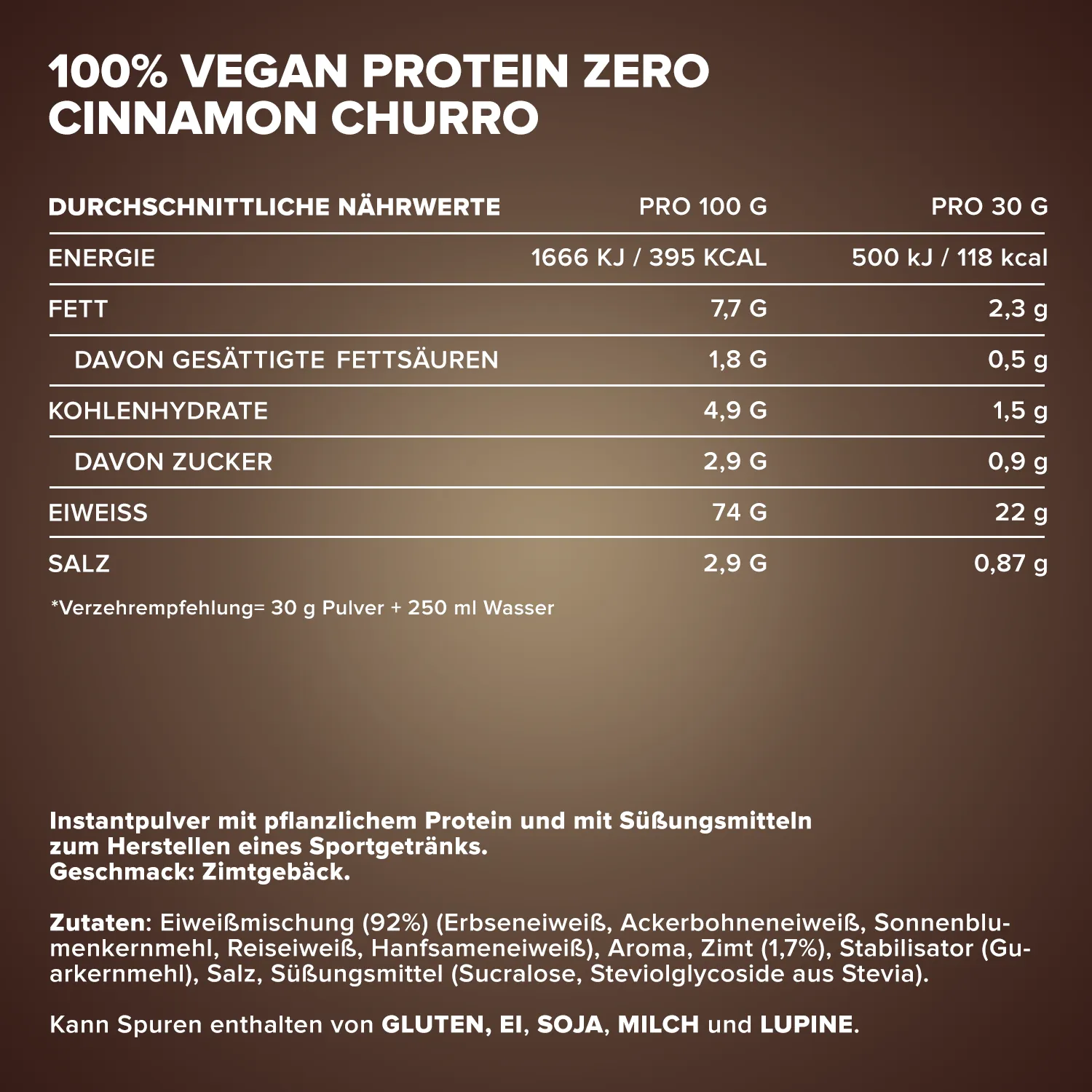 Iron Maxx 100% Vegan Protein Zero Proteinpulver Cinnamon Churro 500 g zuckerfrei