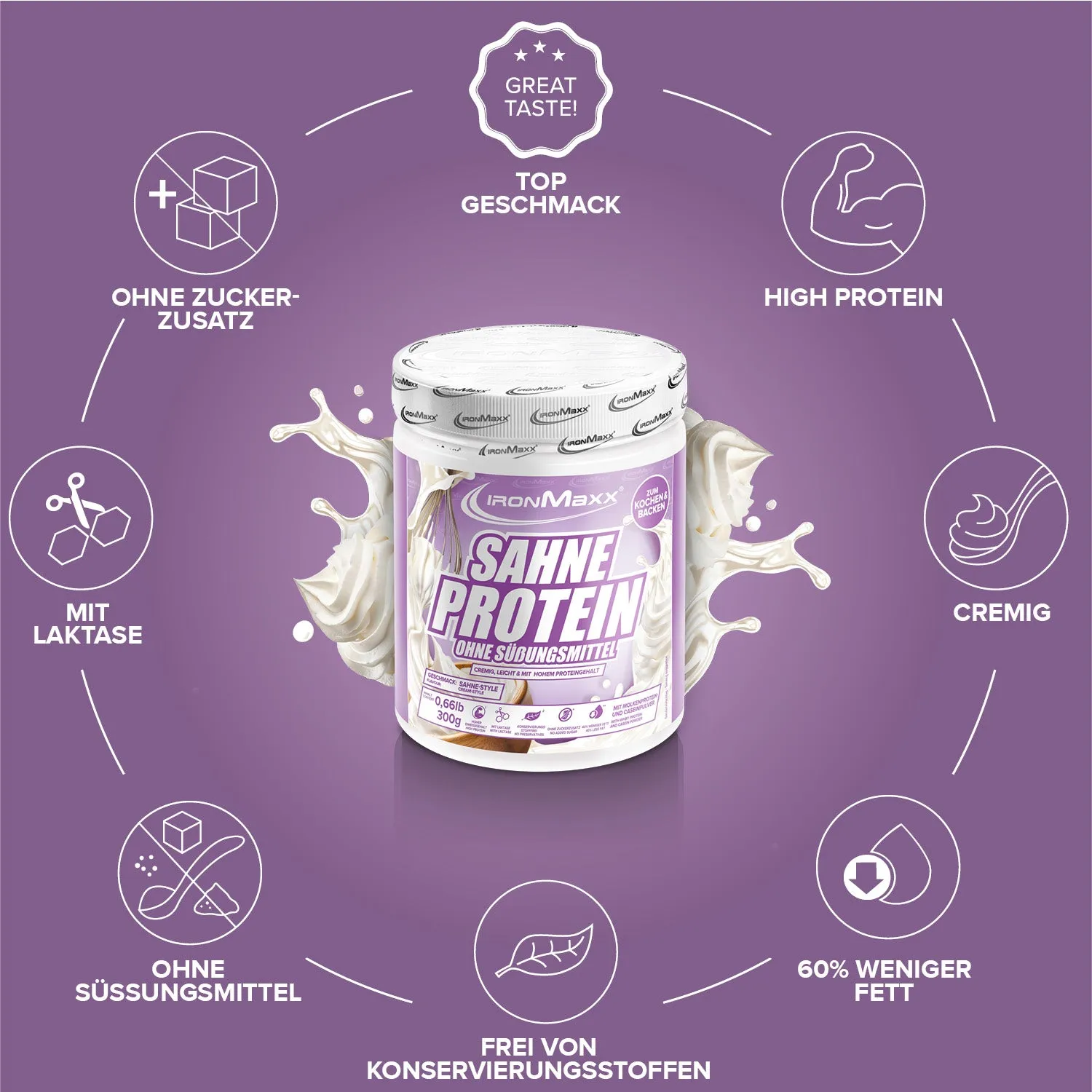 Iron Maxx Sahne Protein Sahne Proteinsahne 300g fettreduziert