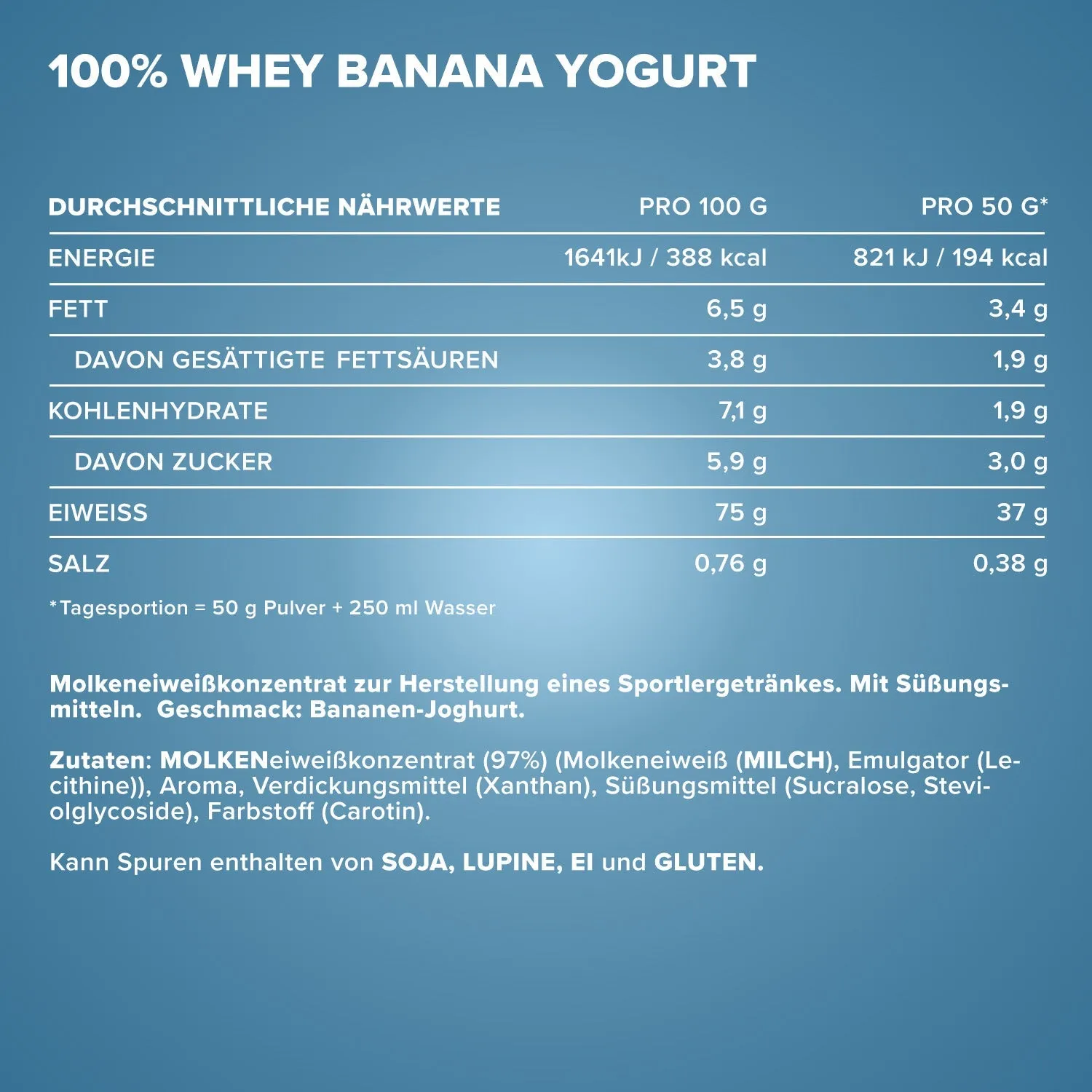 Iron Maxx 100% Whey Protein Proteinpulver 500 g Banane Yoghurt zuckerfrei