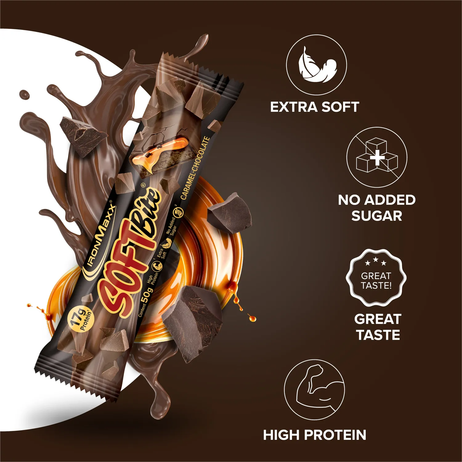 Iron Maxx Softbite Proteinriegel 50 g Caramel Chocolate soft