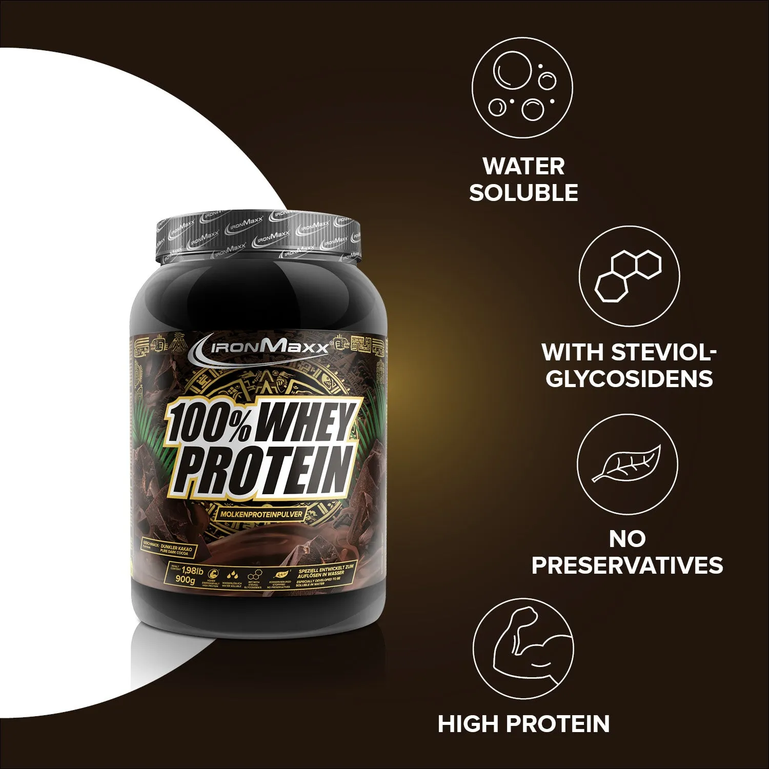 Iron Maxx 100% Whey Protein Pulver 900g Pure Dark Cocoa
