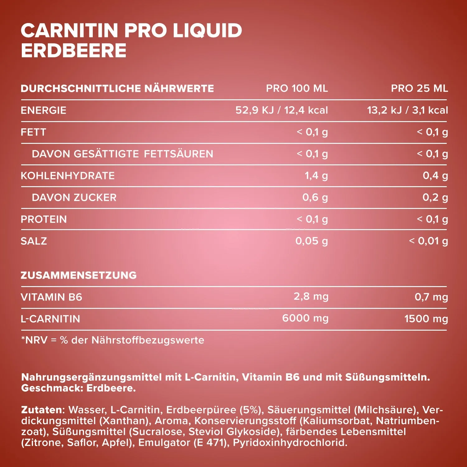 Iron Maxx Carnitine Pro Liquid L-Carnitin Erdbeere 1000 ml vegan