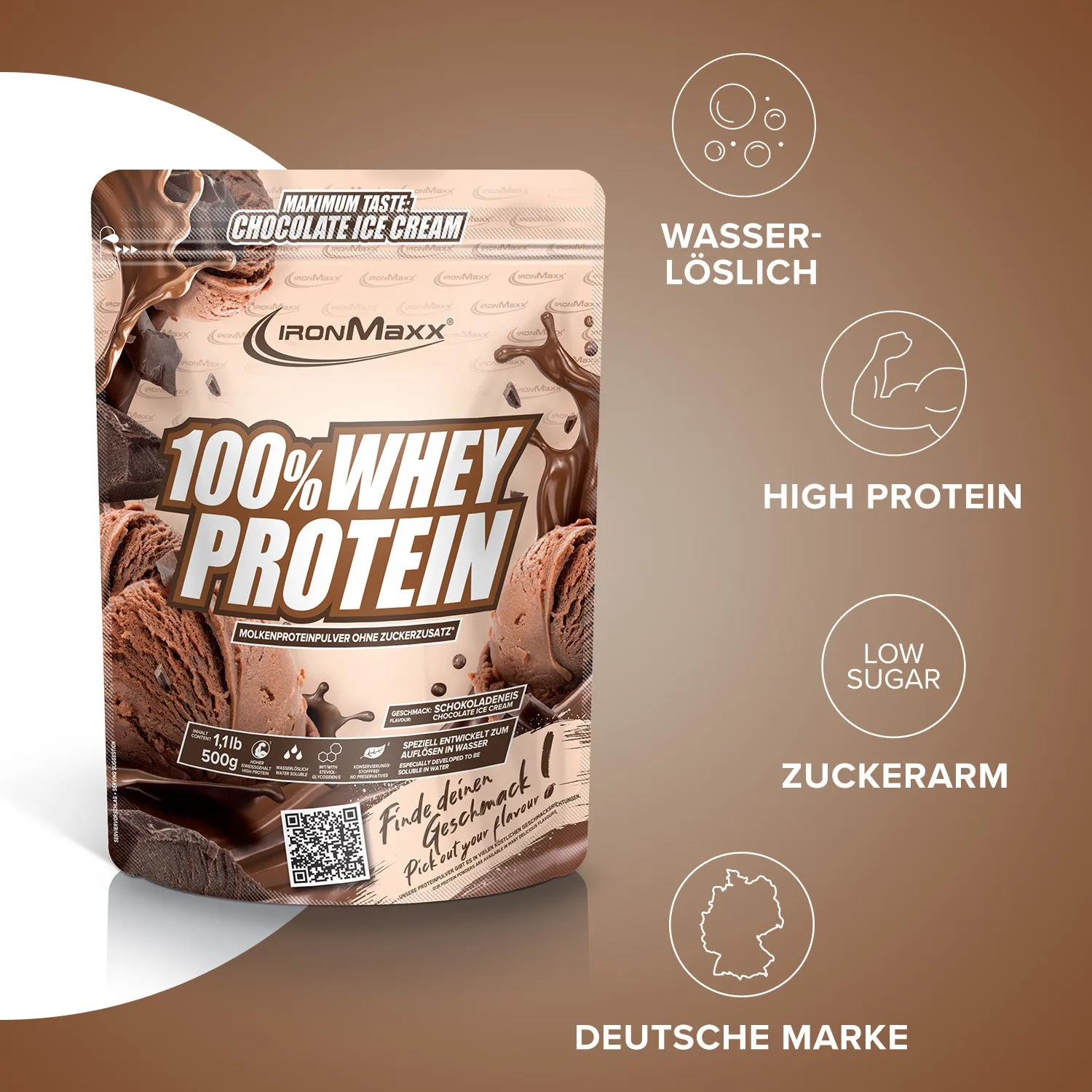 Iron Maxx 100% Whey Protein Proteinpulver Ice Cream Chocolate 500g