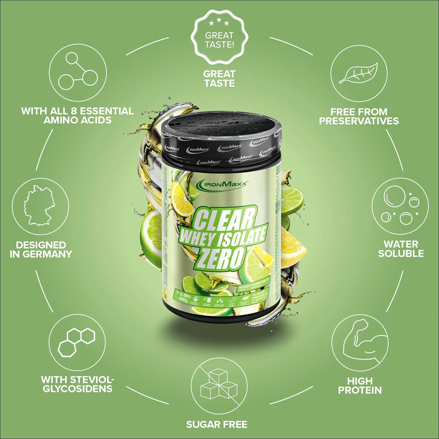 Iron Maxx Clear Whey Isolate ZERO Clear Whey 400g Lemon Lime