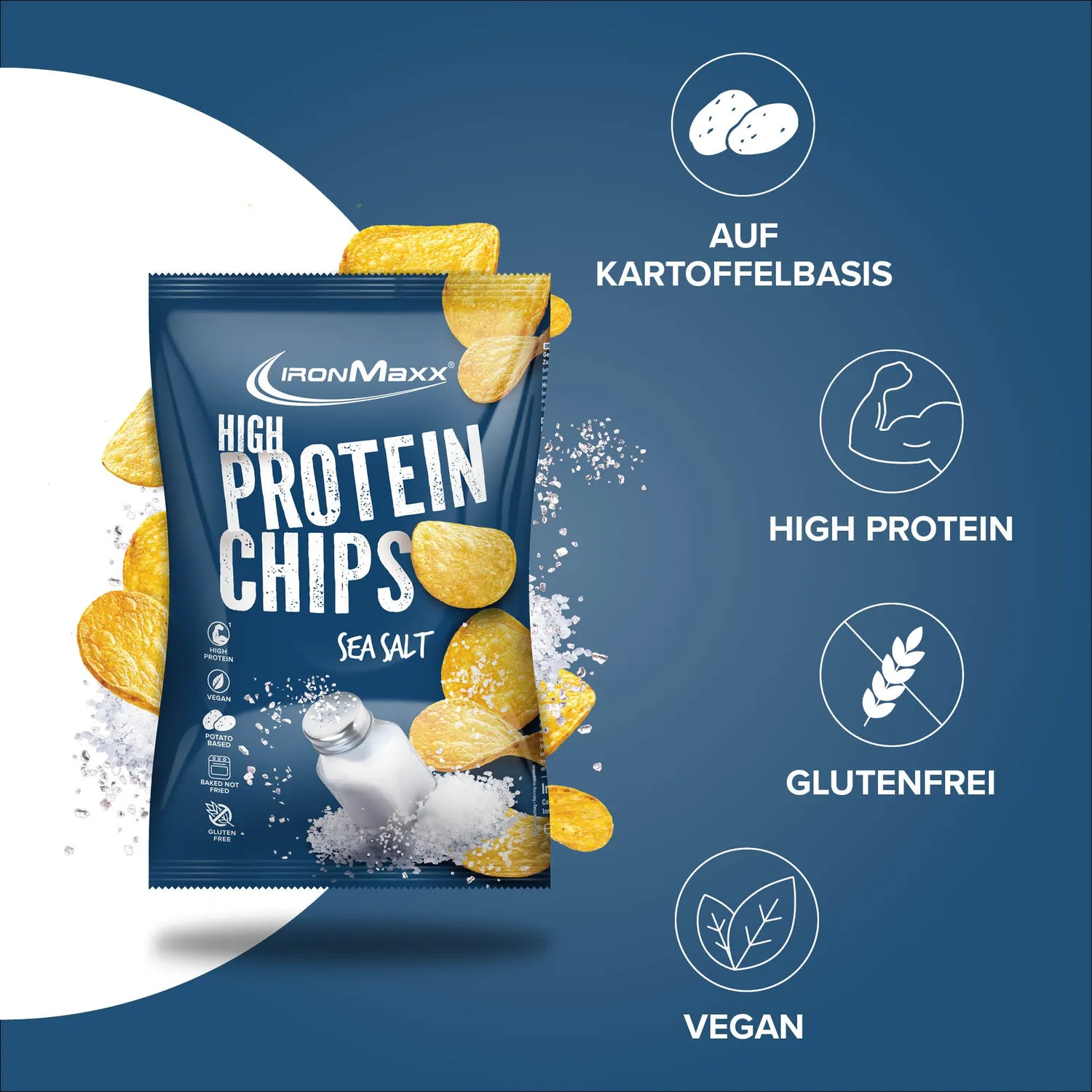 Iron Maxx High Protein Potato Chips Sea Salt 60g vegan