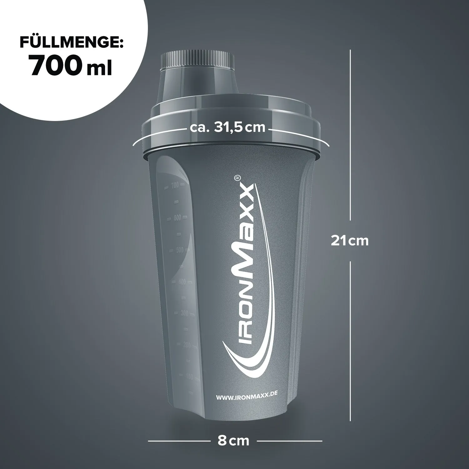 Iron Maxx Shaker 700 ml Protein Shaker Anthrazit Matt BPA-frei
