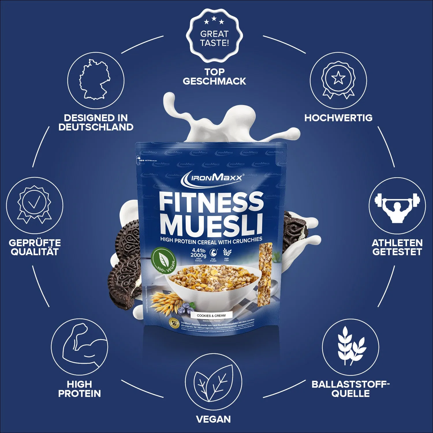 Iron Maxx Fitness Müsli 2000g Cookies & Cream vegan