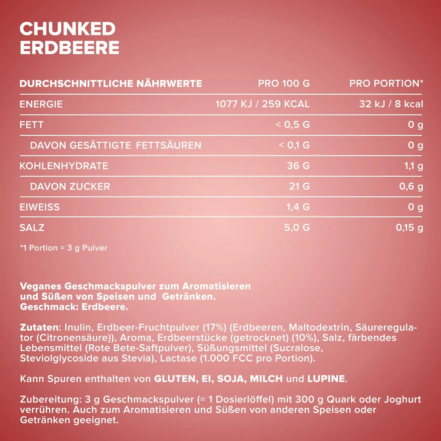 Iron Maxx Chunked Strawberry Geschmackspulver 150g vegan